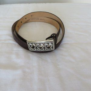 Talbots Brown Leather Snake Pattern Silver Tone Buckle